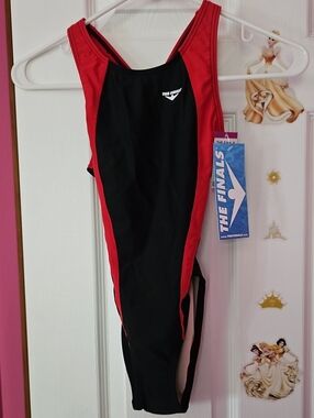 The Finals Kids One-Piece Swimsuit - Black/Red